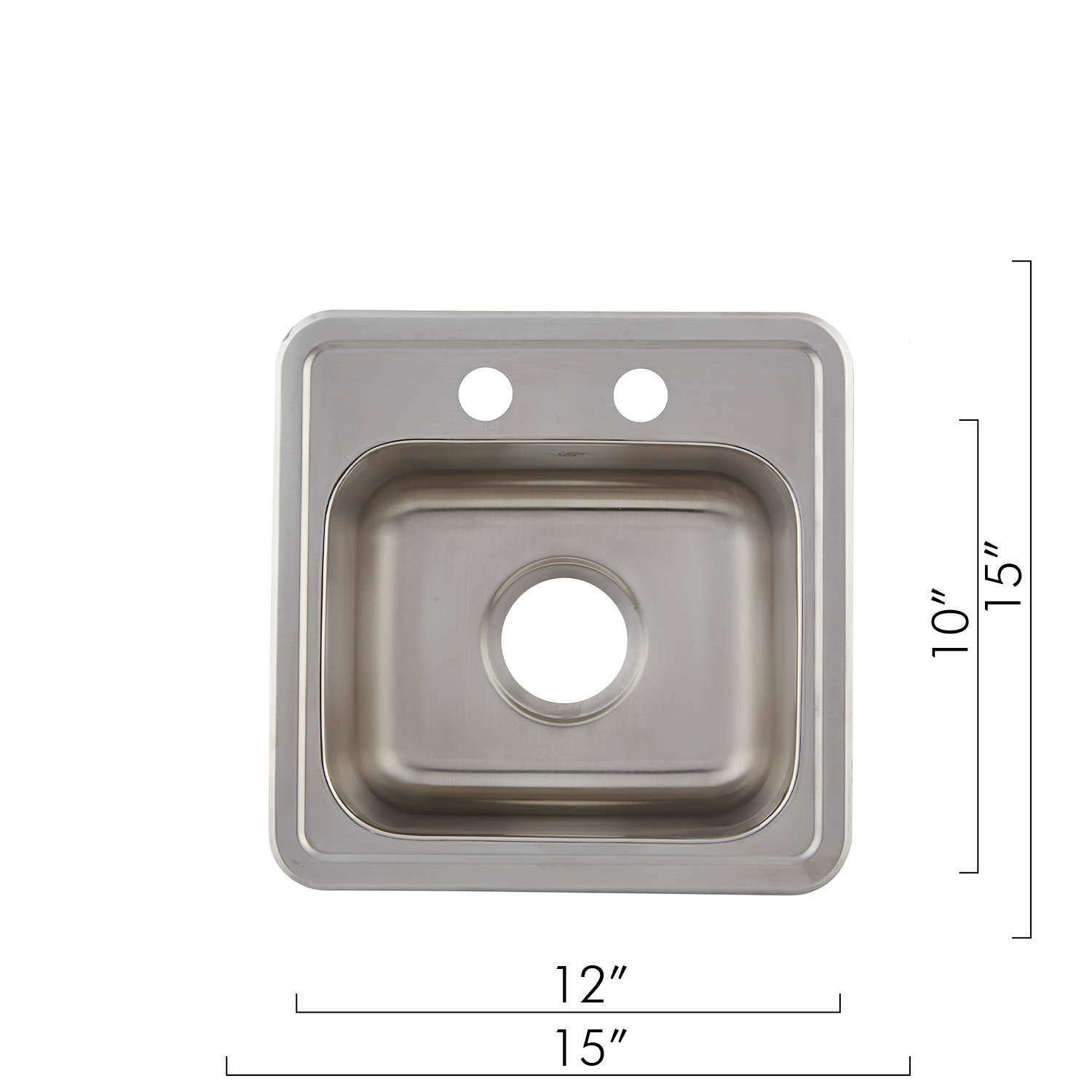 DAX Fregadero de cocina de montaje superior de un solo tazón, acero inoxidable calibre 23, acabado cepillado, 15 x 15 x 5-1/2 pulgadas (DAX-OM-1515)
