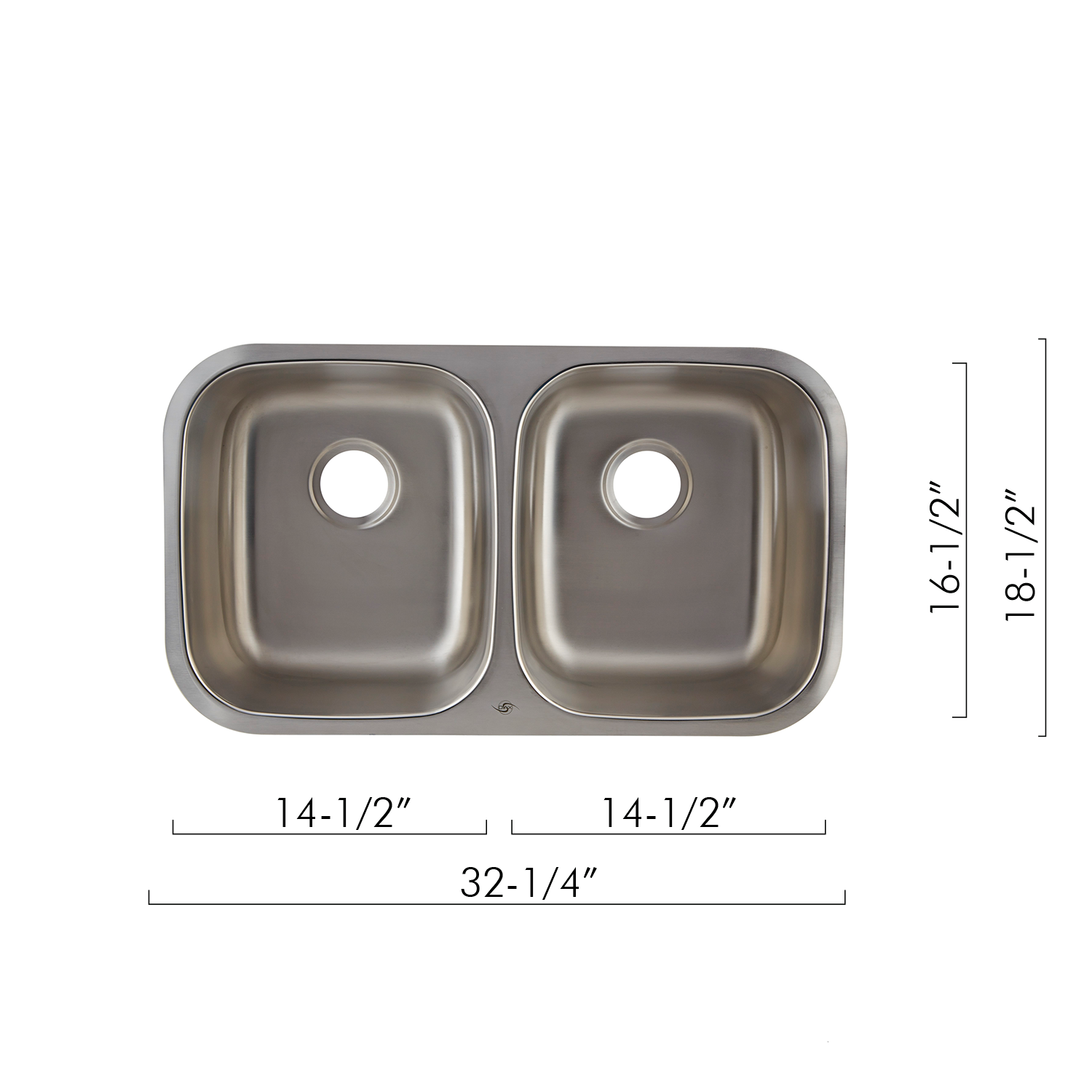 Fregadero de cocina DAX 50/50 de doble cuenco, acero inoxidable de calibre 18, acabado cepillado, 32-1/4 x 18-1/2 x 9 pulgadas (DAX-3118)