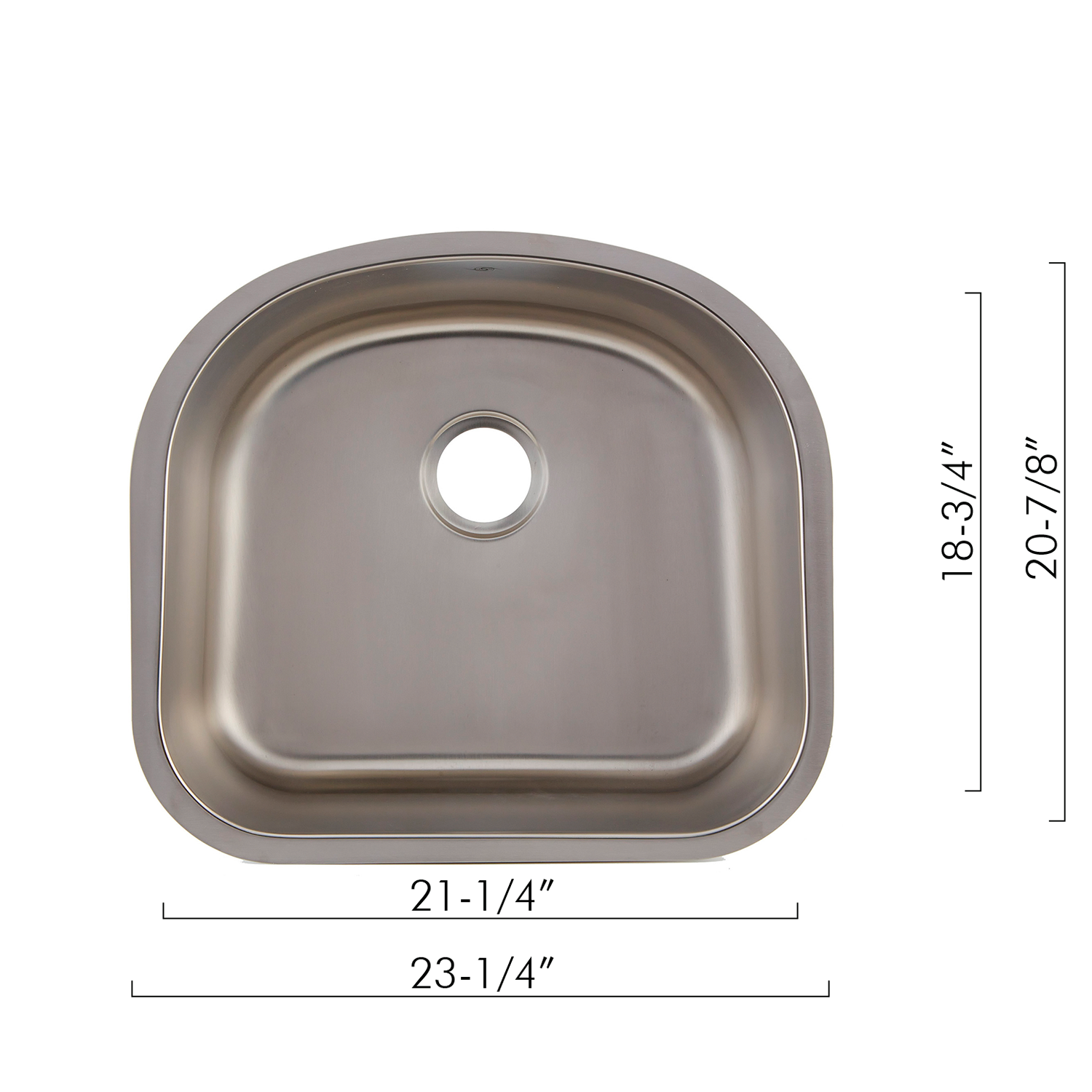Fregadero de cocina DAX de un solo cuenco, acero inoxidable calibre 18, acabado cepillado, 23-1/4 x 20-7/8 x 9 pulgadas (DAX-2321)