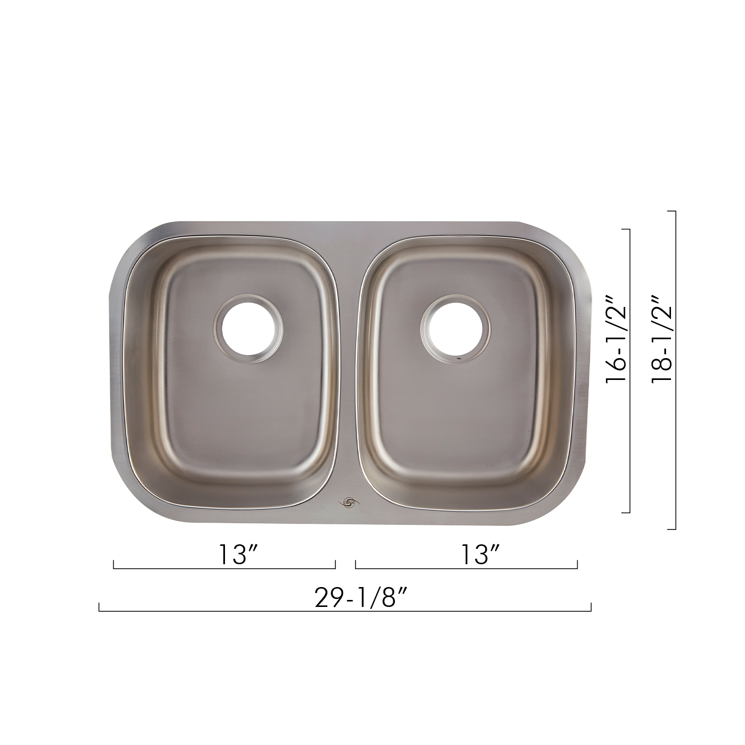 Fregadero de cocina DAX 50/50 de doble cuenco, acero inoxidable de calibre 18, acabado cepillado, 29-1/8 x 18-1/2 x 8 pulgadas (DAX-2918)