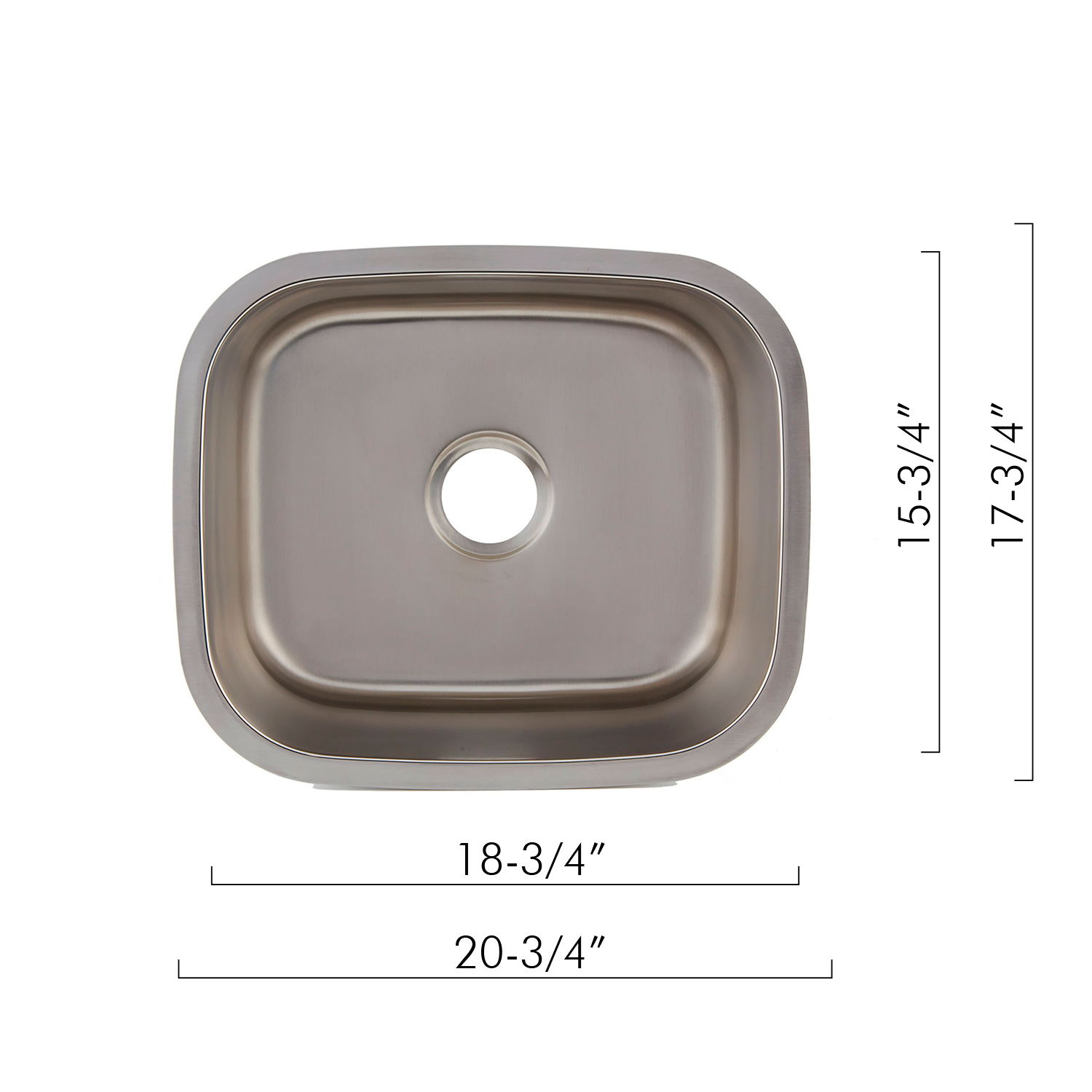 DAX Single Bowl Undermount Kitchen Sink, 18 Gauge Stainless Steel, Brushed Finish , 20-3/4 x 17-3/4 x 9  (DAX-1720)