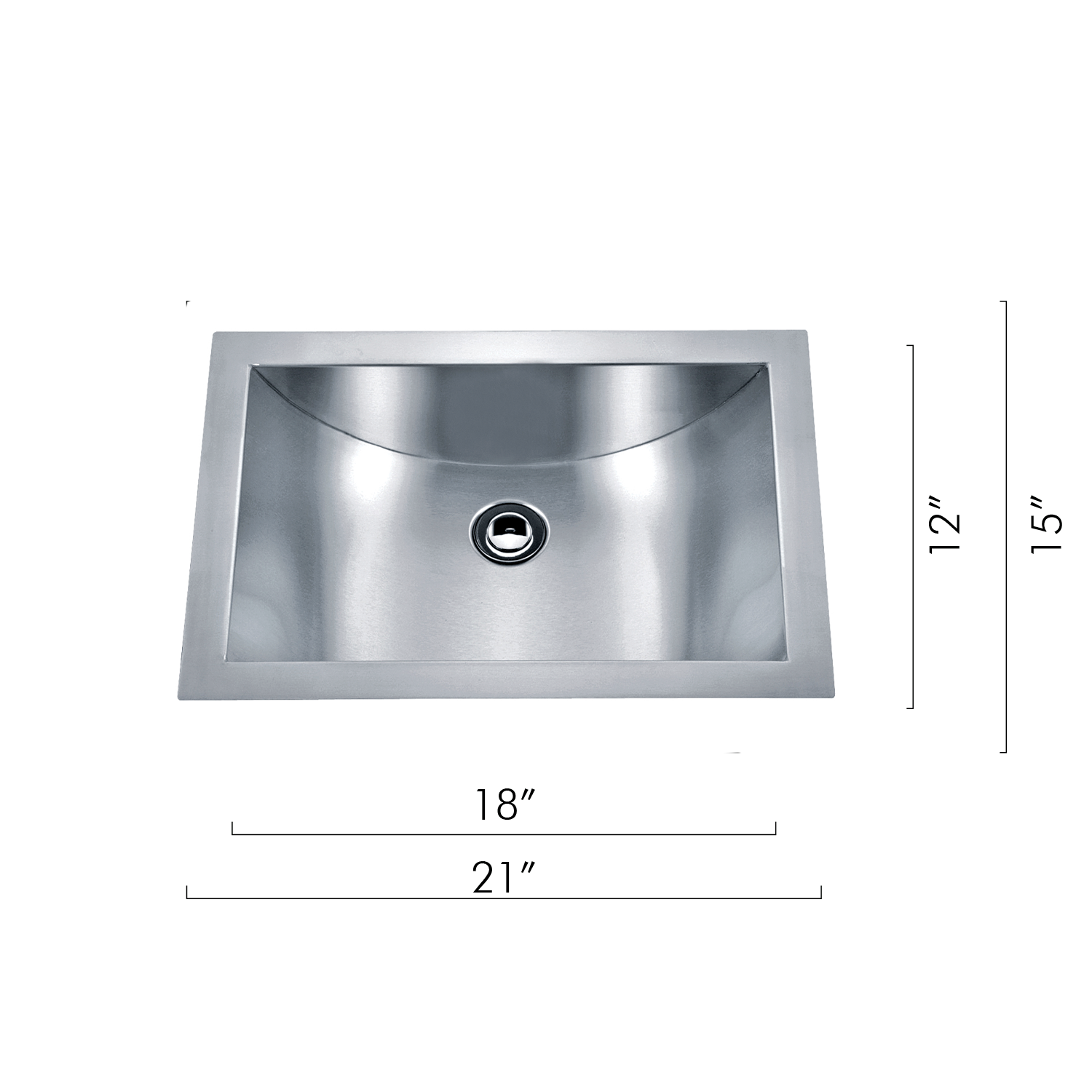 Fregadero de cocina DAX hecho a mano de un solo cuenco, acero inoxidable de calibre 18, acabado cepillado, 21 x 15 x 6 pulgadas (DAX-SQ-114)