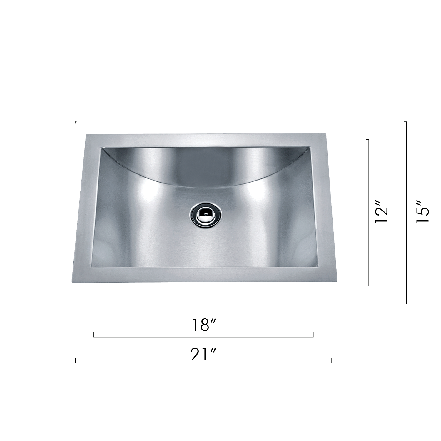 DAX Handmade Single Bowl Undermount Kitchen Sink, 18 Gauge Stainless Steel, Brushed Finish, 21 x 15 x 6 Inches (DAX-SQ-114)
