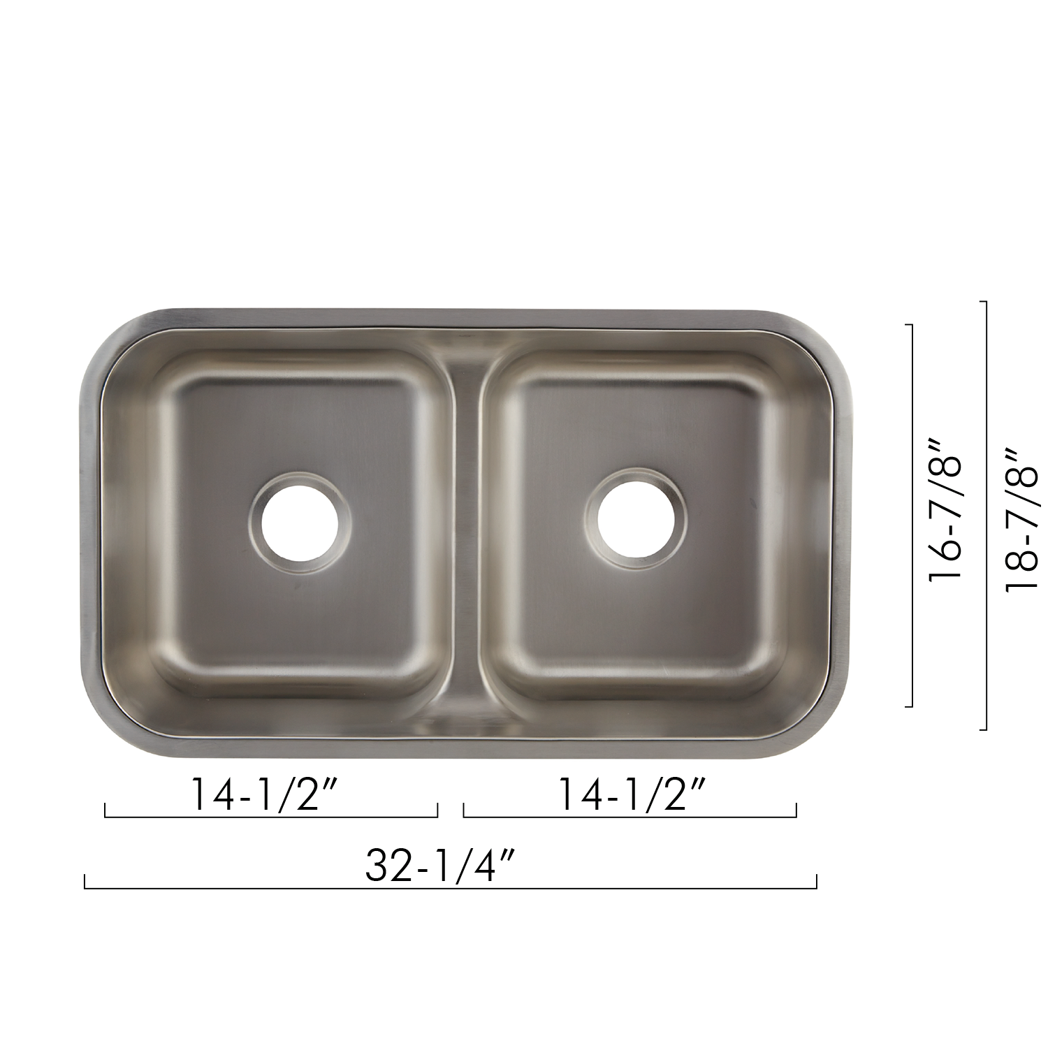 DAX 50/50 Double Bowl Undermount Kitchen Sink, 18 Gauge Stainless Steel, Brushed Finish , 32-1/4 x 18-7/8 x 9 Inches (DAX-3218)
