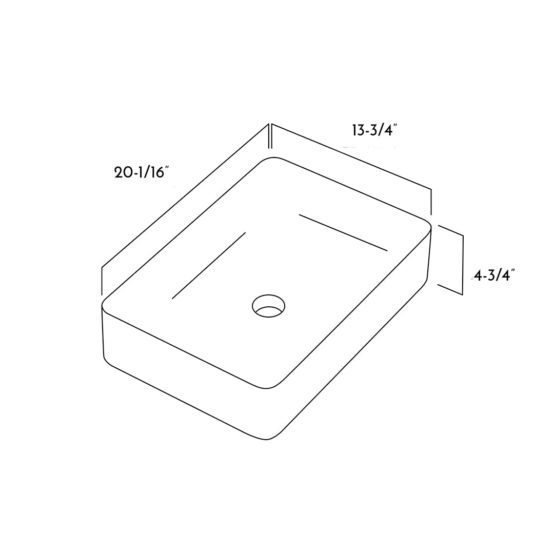 DAX Ceramic Rectangular Single Bowl Bathroom Vessel Basin White Matt / Matt Black (DAX-TRE53506035)