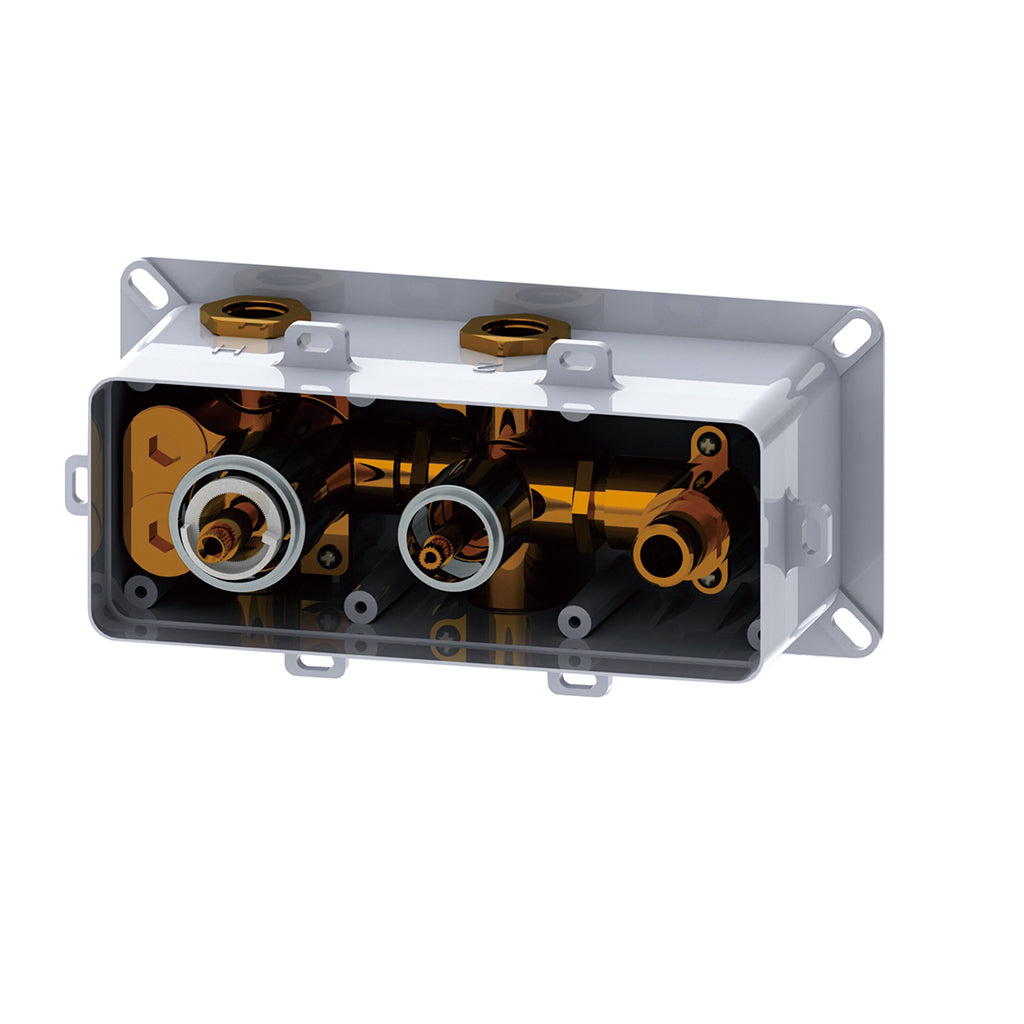 DAX Square Concealed Valve Thermostatic Mixer with 2/3 Function Diverter. Brushed Nickel Finish (DAX-1004-SQ-BN)