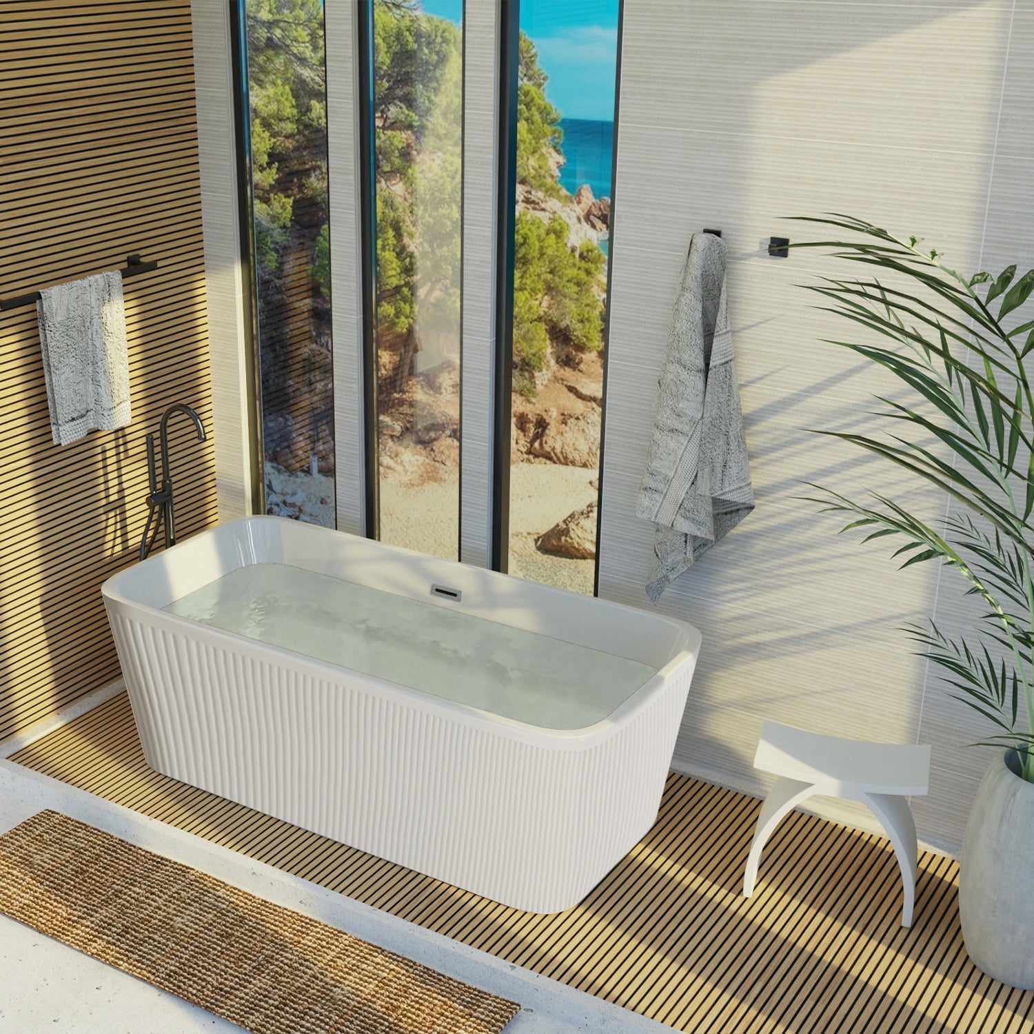 DAX Rectangle Freestanding Acrylic Bathtub Glossy White - 67" x 32" (BT-9040)