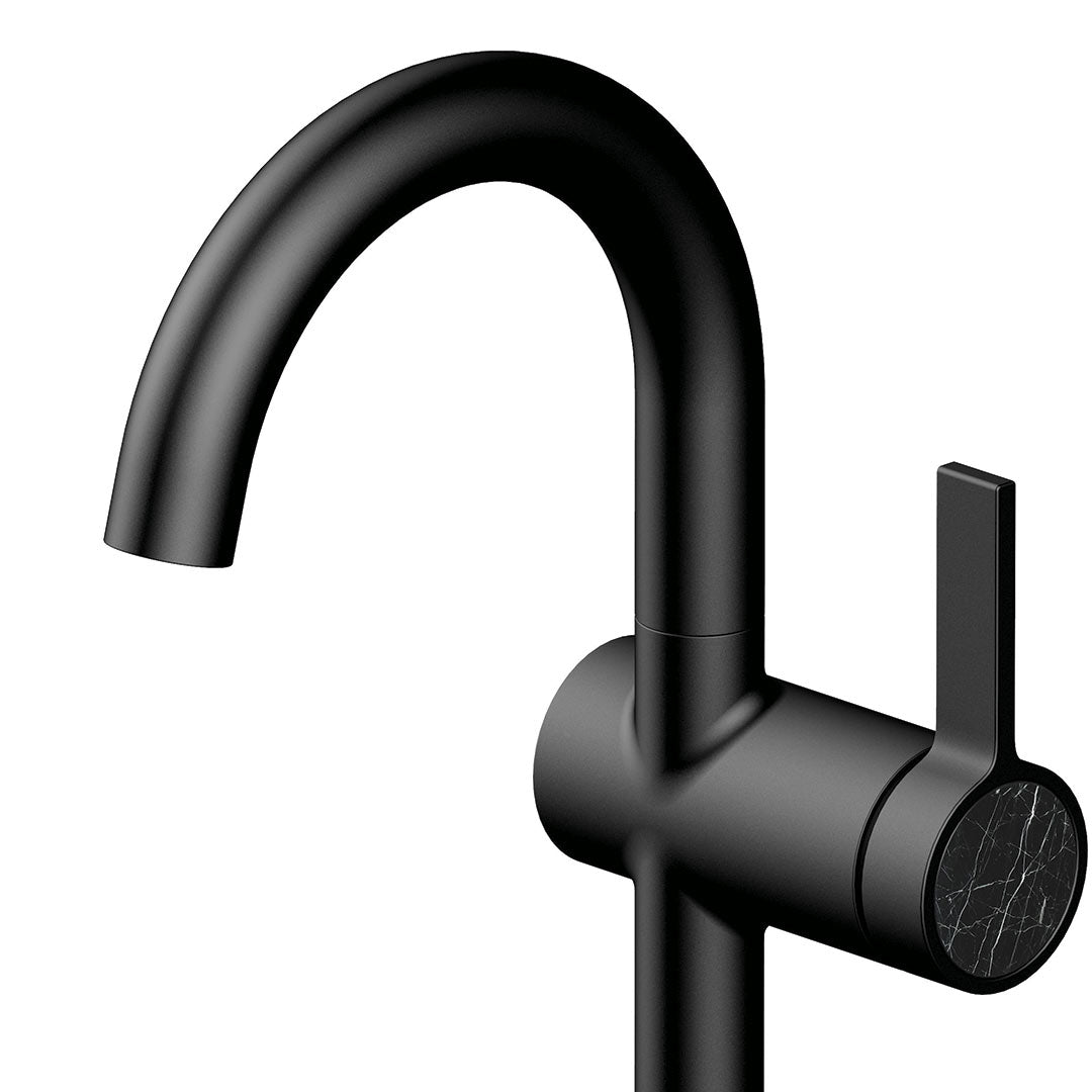 DAX Portofino Single Handle Bathroom Faucet - Matt Black Finish (DAX-4341A-BL)