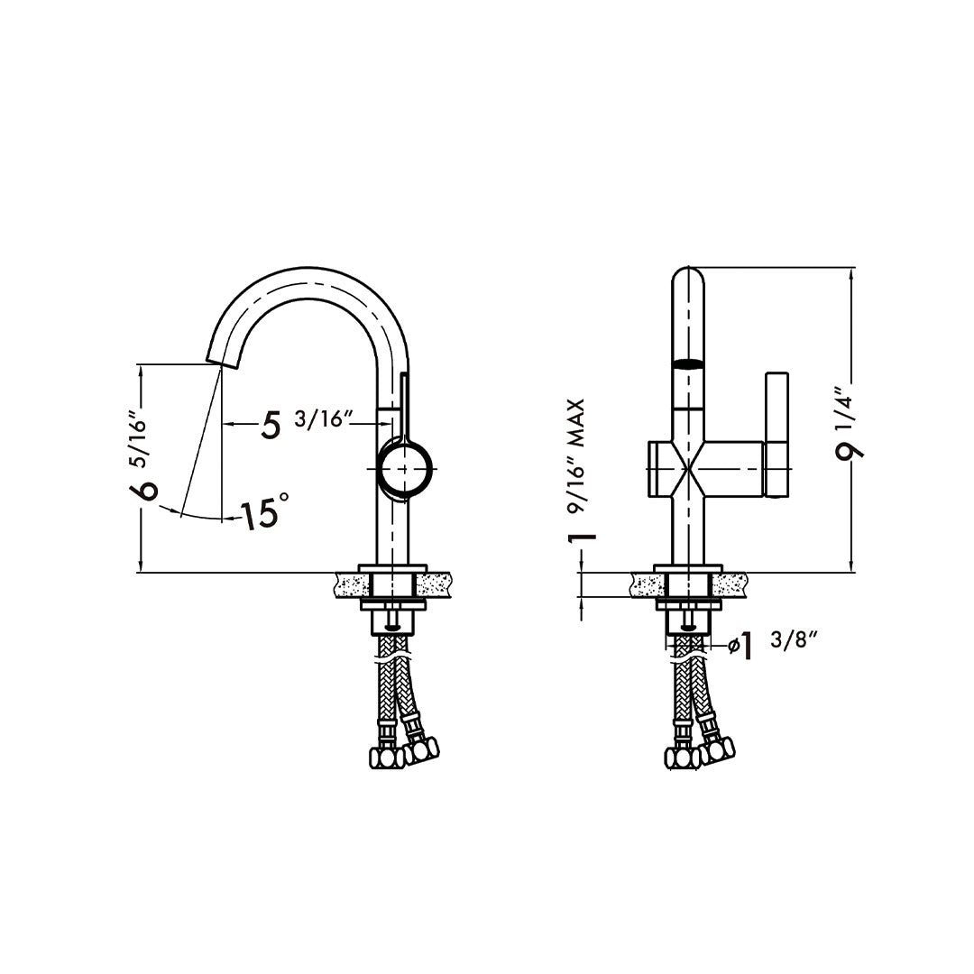 DAX Portofino Single Handle Bathroom Faucet - Chrome Finish (DAX-4341A-CR)