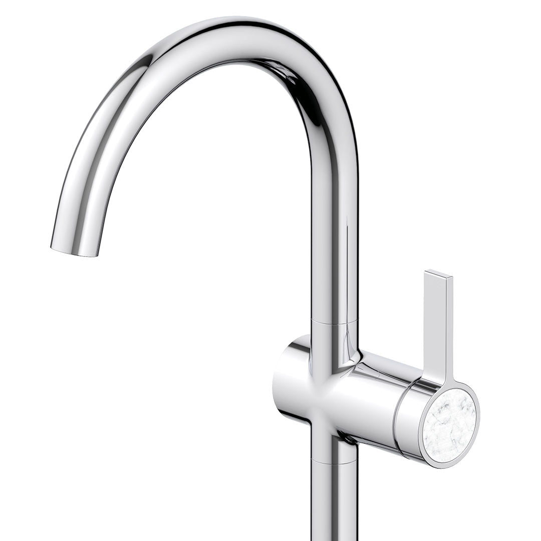 DAX Portofino Single Handle Vessel Bathroom Faucet - Chrome Finish (DAX-4341B-CR)