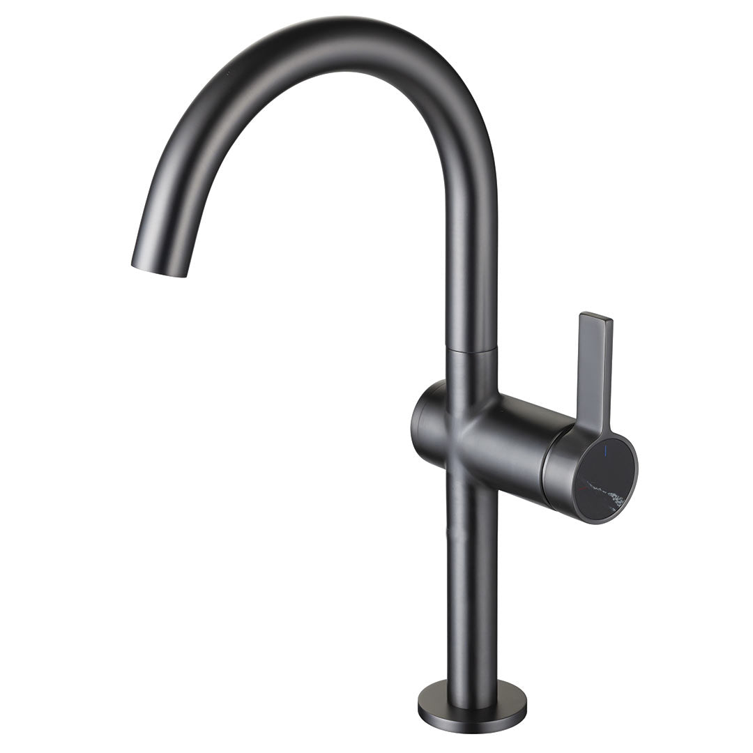 DAX Portofino Single Handle Vessel Bathroom Faucet - Gun Metal Finish (DAX-4341B-GM)