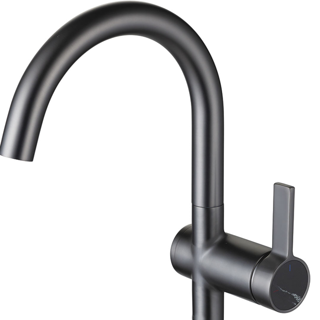 DAX Portofino Single Handle Vessel Bathroom Faucet - Gun Metal Finish (DAX-4341B-GM)