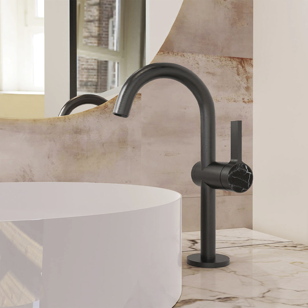 DAX Portofino Single Handle Vessel Bathroom Faucet - Gun Metal Finish (DAX-4341B-GM)