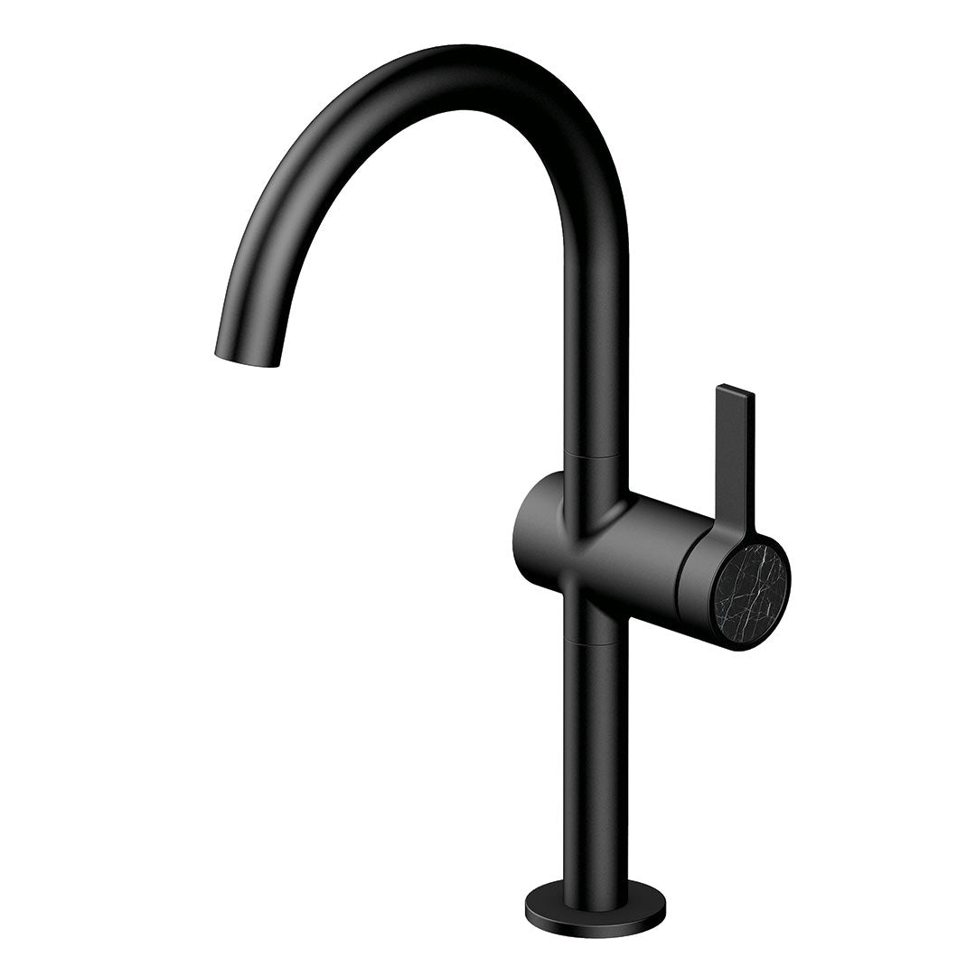 DAX Portofino Single Handle Vessel Bathroom Faucet - Matt Black Finish (DAX-4341B-BL)