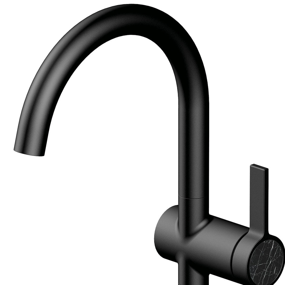 DAX Portofino Single Handle Vessel Bathroom Faucet - Matt Black Finish (DAX-4341B-BL)