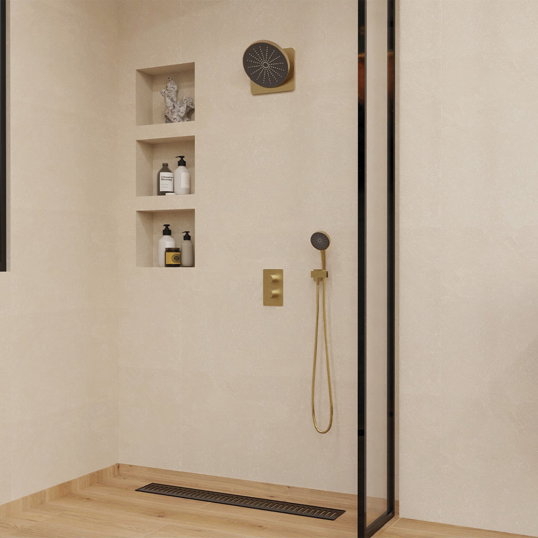 DAX Capri Shower System with Hand Shower - Brush Gold Finish (DAX-8330-BG)