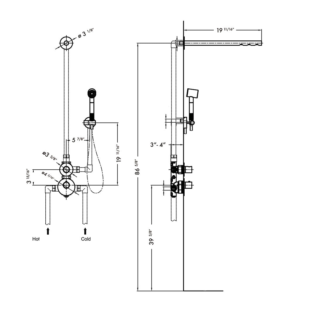 DAX Portofino Shower System with Hand Shower - Chrome Finish (DAX-8352-CR)