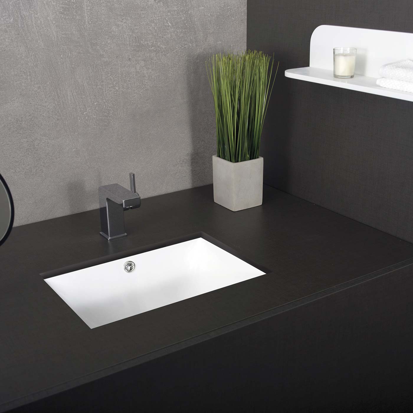 DAX Ceramic Square Single Bowl Undermount Bathroom Sink, White Finish, 18-1/2 x 13-1/2 x 8-1/16 Inches (BSN-202C-W)
