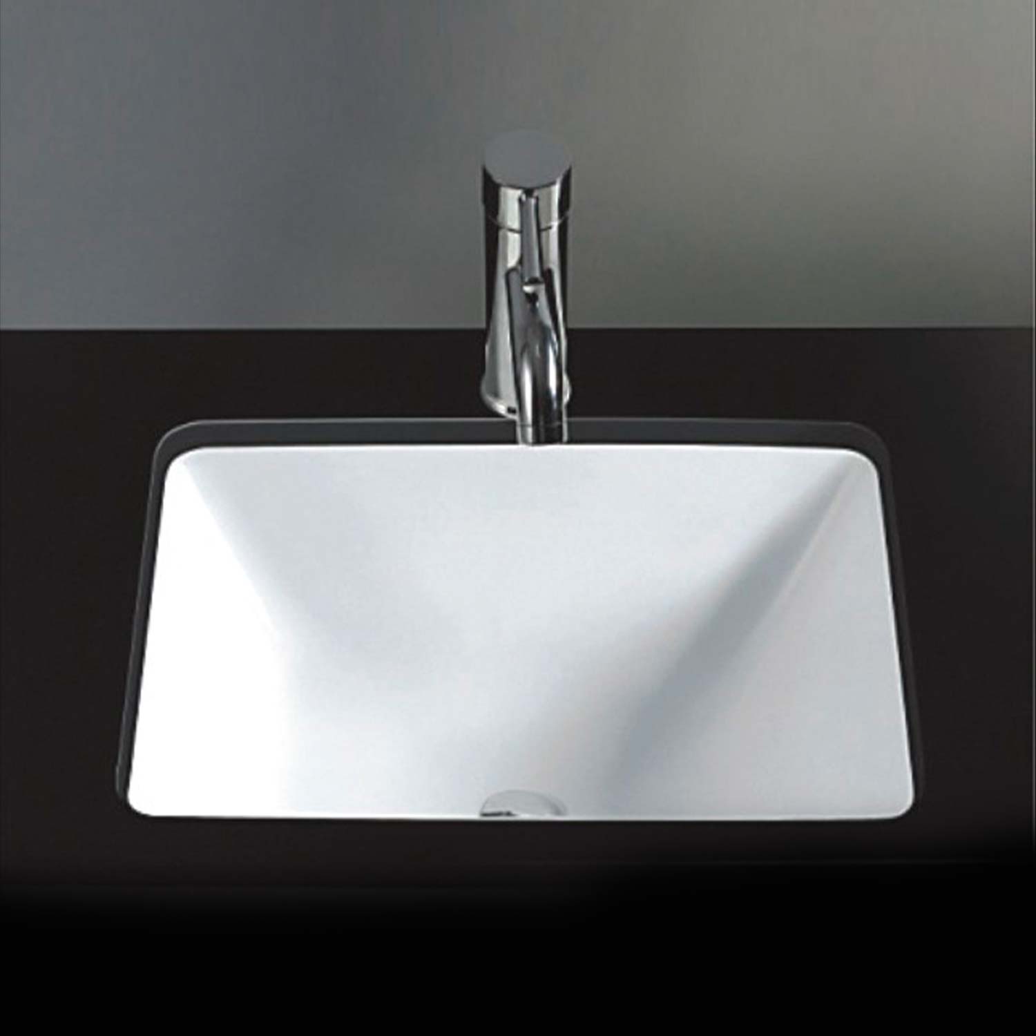 DAX Ceramic Square Single Bowl Undermount Bathroom Sink, White Finish, 18-1/2 x 13-1/2 x 8-1/16 Inches (BSN-202C-W)