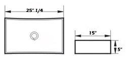 DAX Ceramic Rectangle Single Bowl Bathroom Vessel Sink, White Finish, 25-3/4 x 15-1/2 x 5-1/4 Inches (BSN-280B)