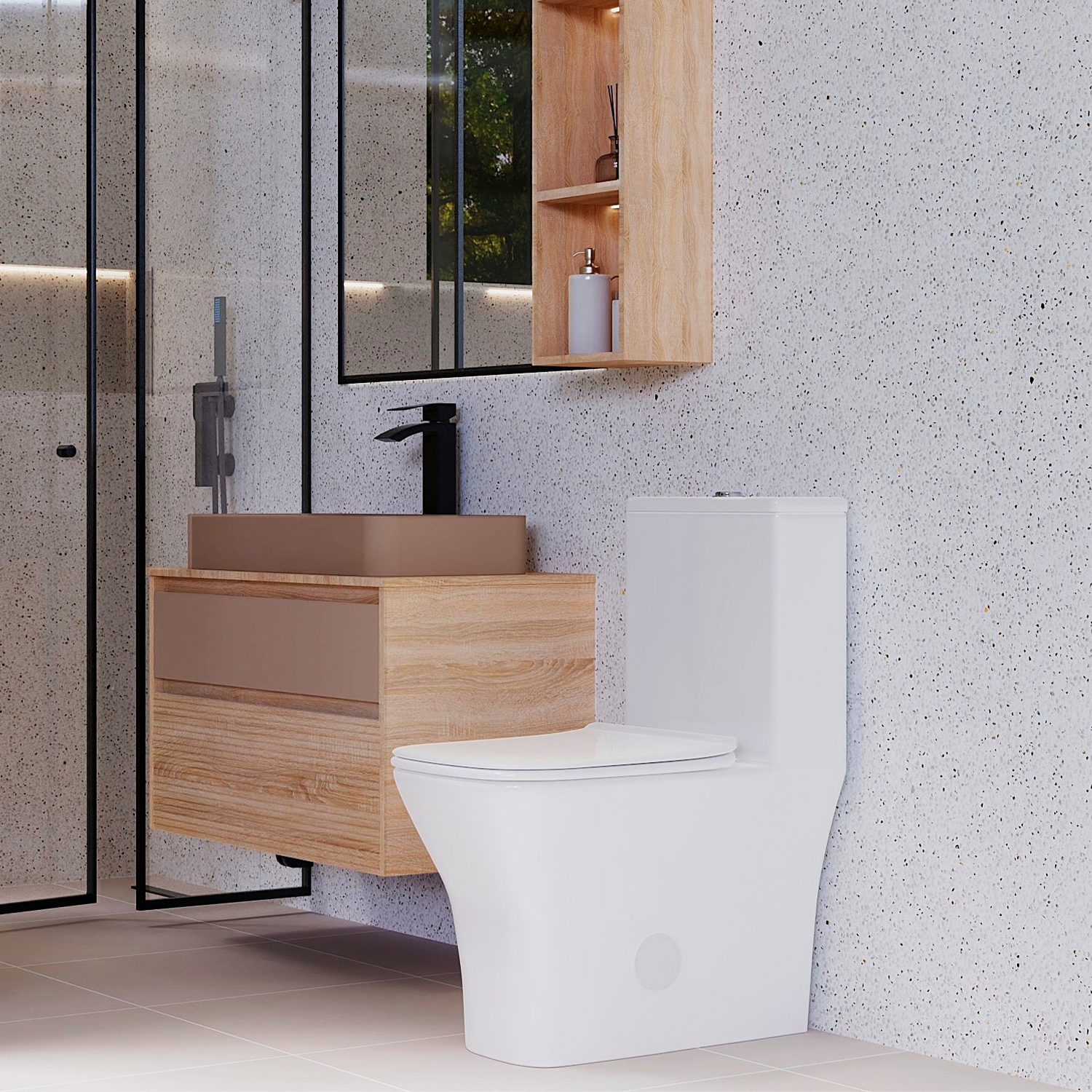DAX Siphonic toilet one piece. S-Trap300MM Roughing-in (BSN-CL12248A)