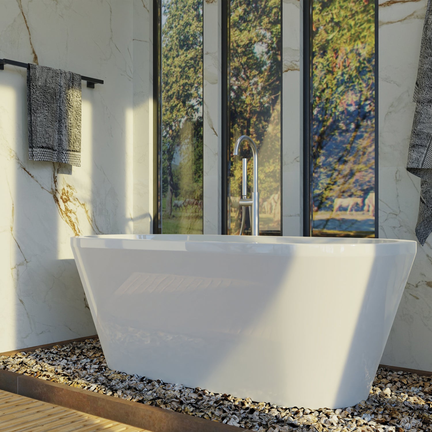 DAX Oval Freestanding Acrylic Bathtub Matt White - 62" x 29" (BT-9020)