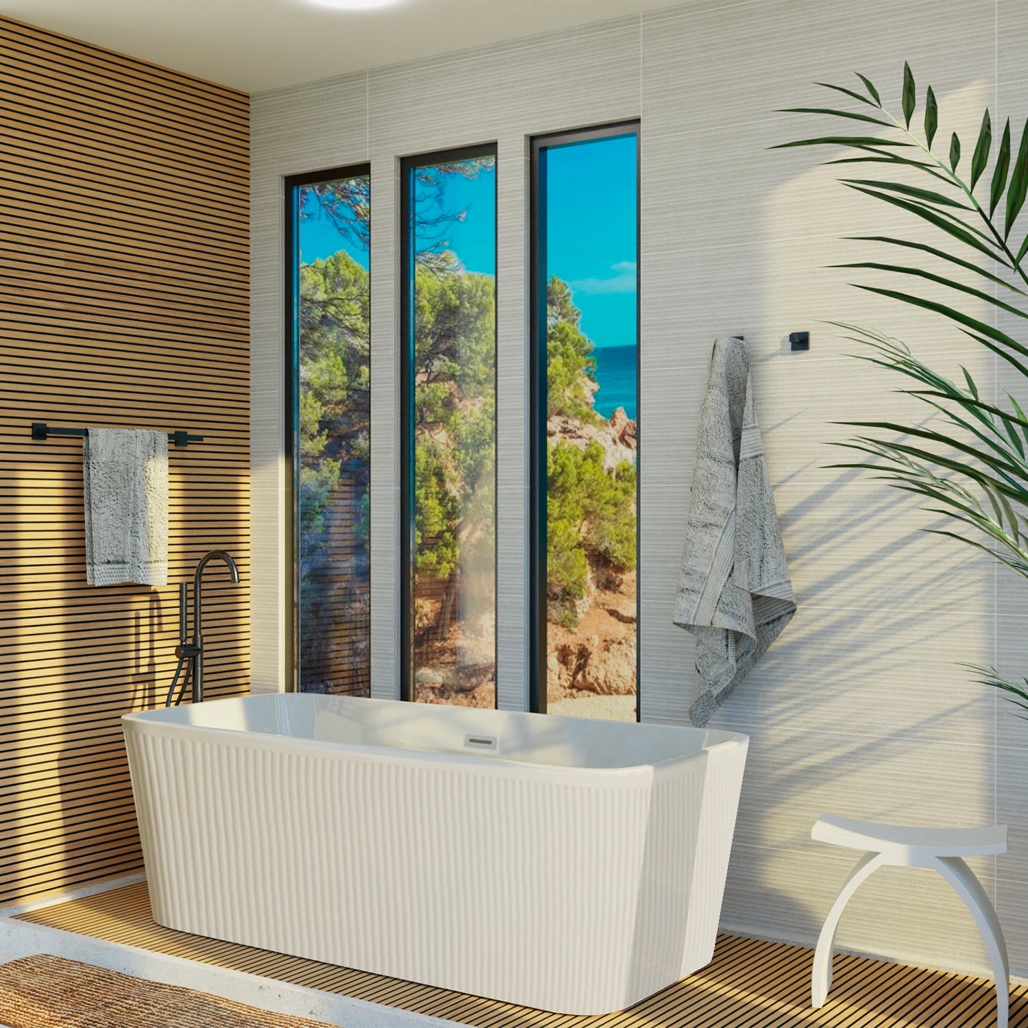 DAX Rectangle Freestanding Acrylic Bathtub Glossy White - 67" x 32" (BT-9040)