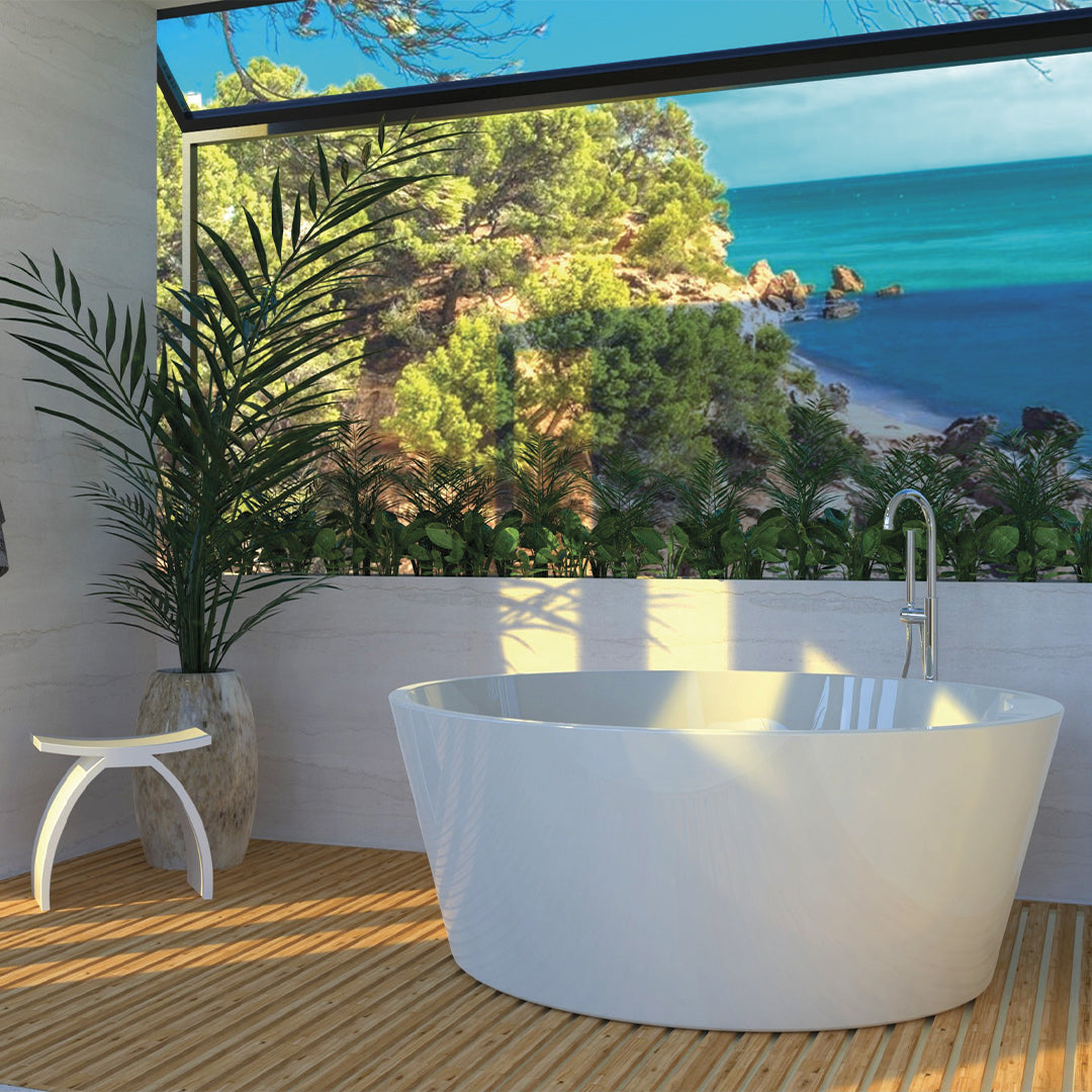 DAX Round Freestanding Acrylic Bathtub - Glossy White - 57" diameter (BT-9061)