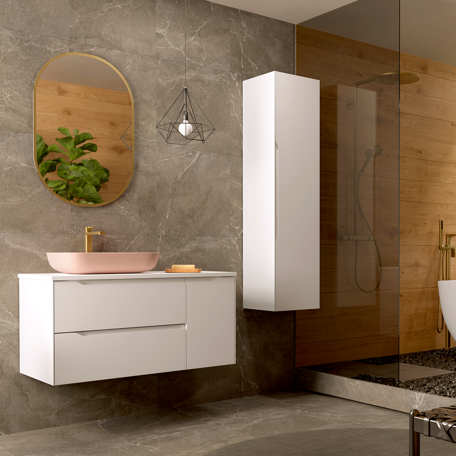 Bathroom Tall Side Cabinet CENIT Collection - Thumbnail 3