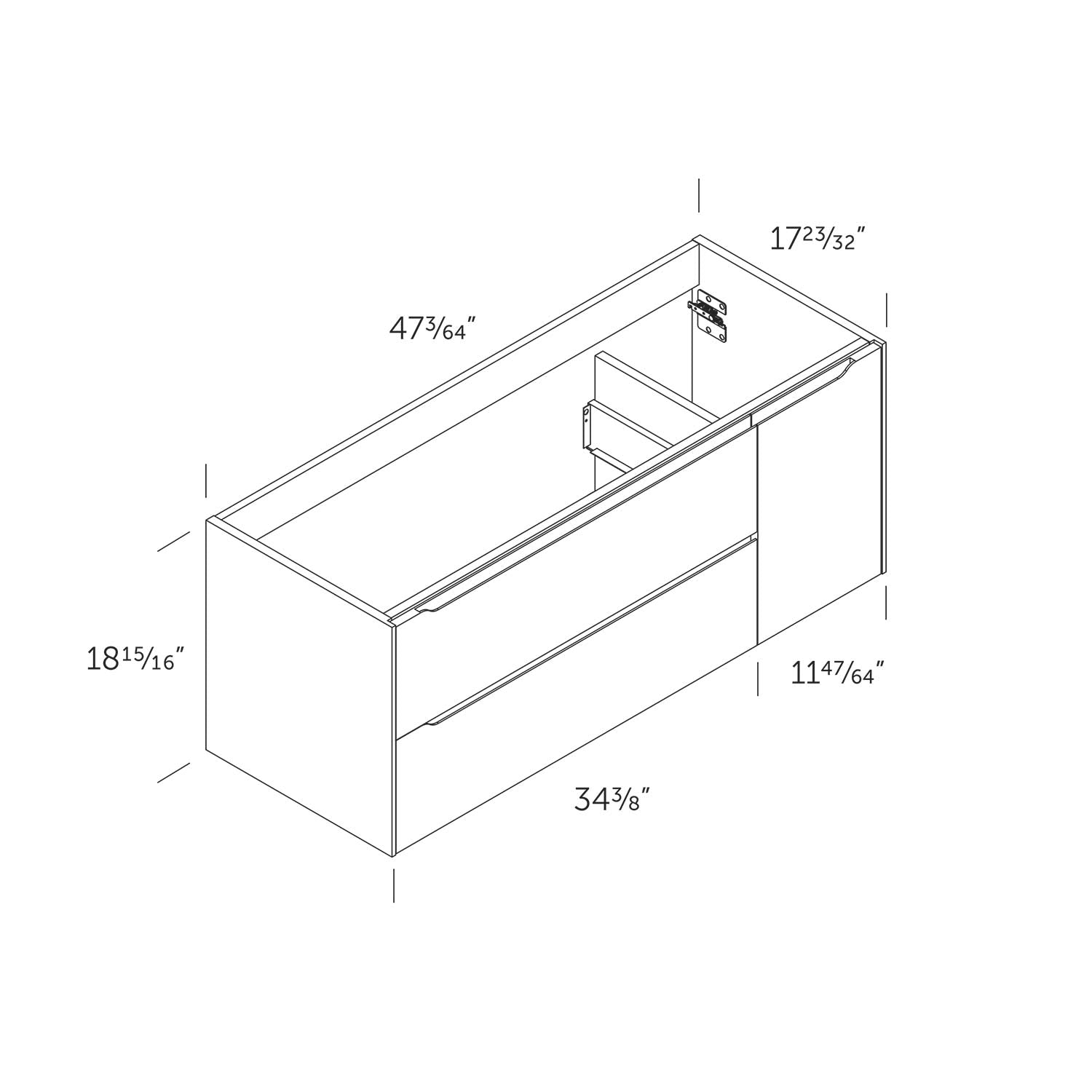 DAX Cenit Single Vanity Cabinet 2 Drawers 1 Door 48 Inches Matt Moka w/Matt Toscana Basin (DAX-CEN024846-M)