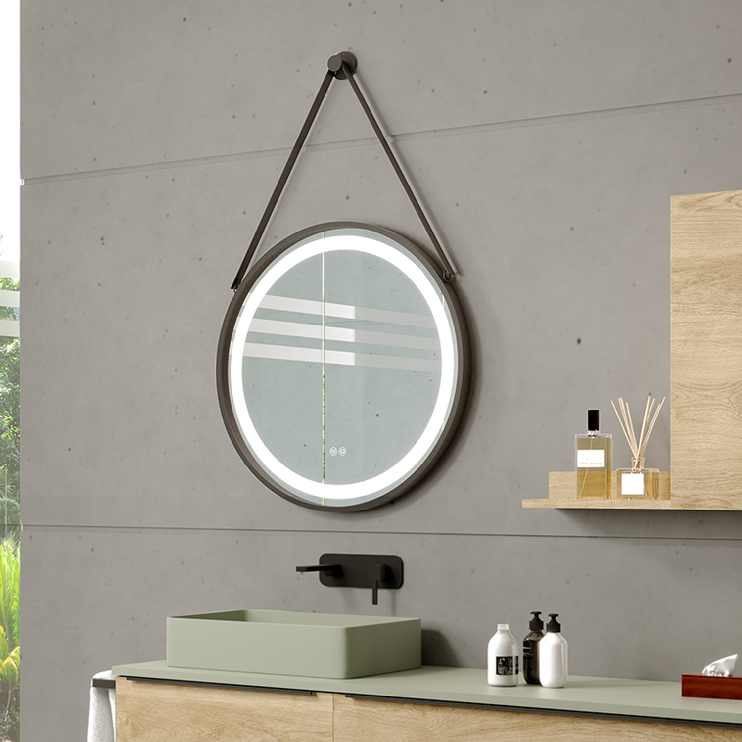 round led mirror 28 inches with strass