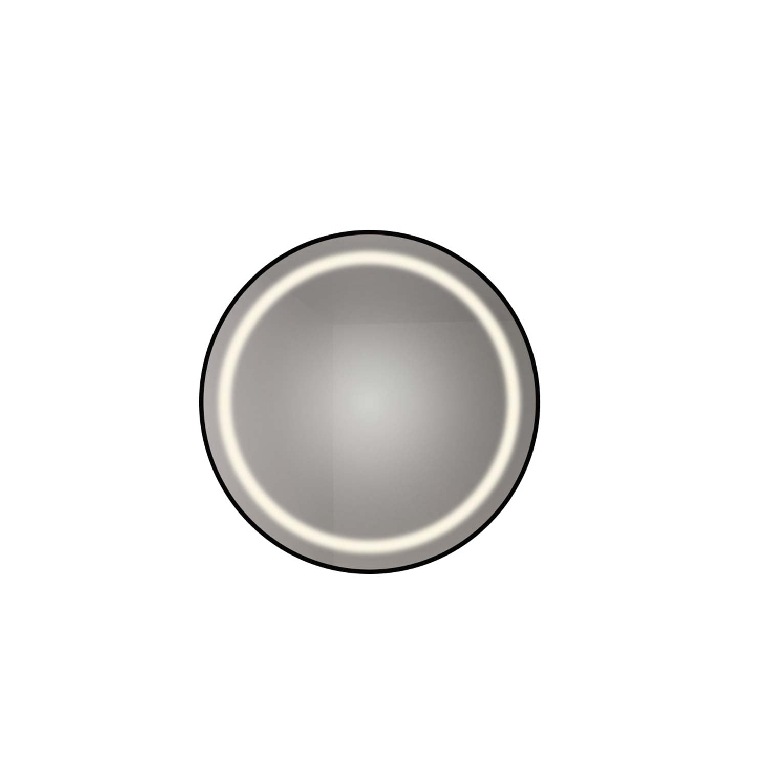 Round metallic object with a reflective surface on a white background