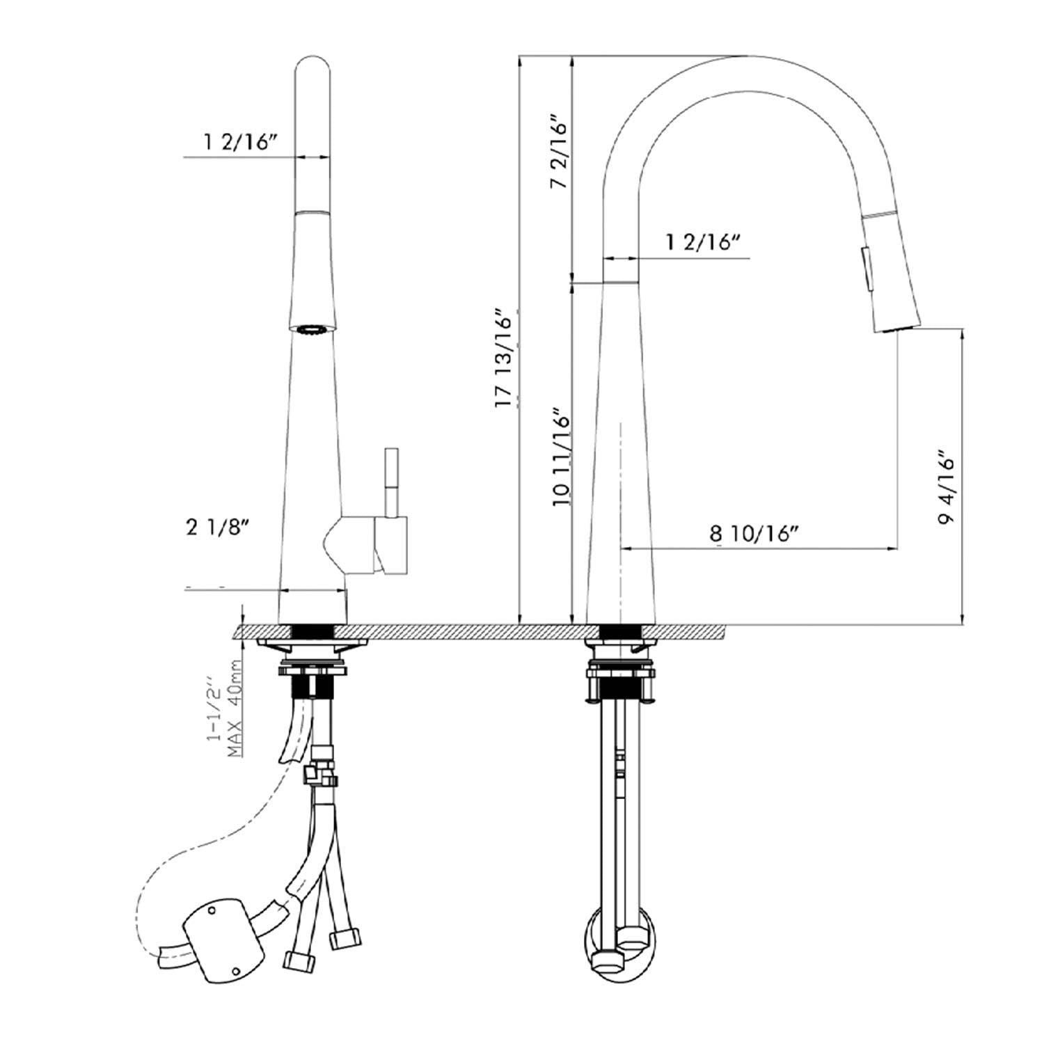 DAX Salerno Single Handle Pull Out Kitchen Faucet