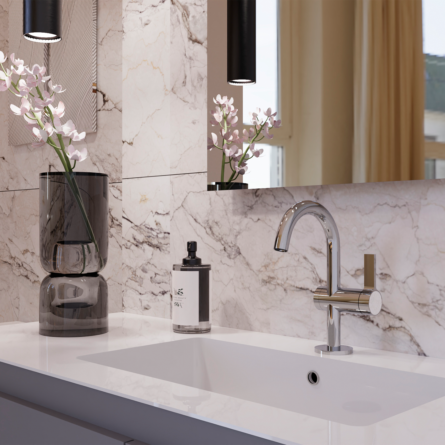 DAX Portofino Single Handle Bathroom Faucet - Chrome Finish (DAX-4341A-CR)