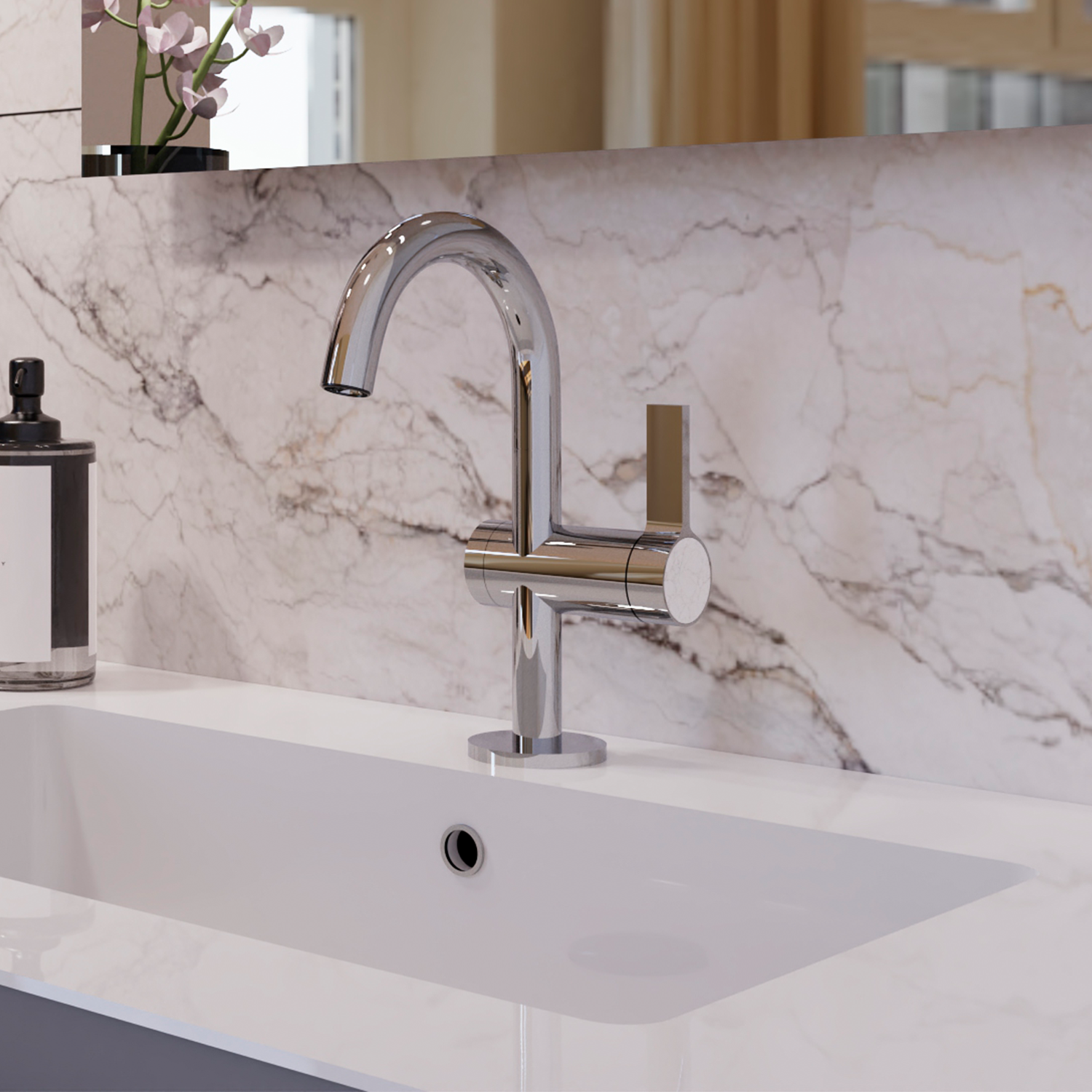 DAX Portofino Single Handle Bathroom Faucet - Chrome Finish (DAX-4341A-CR)
