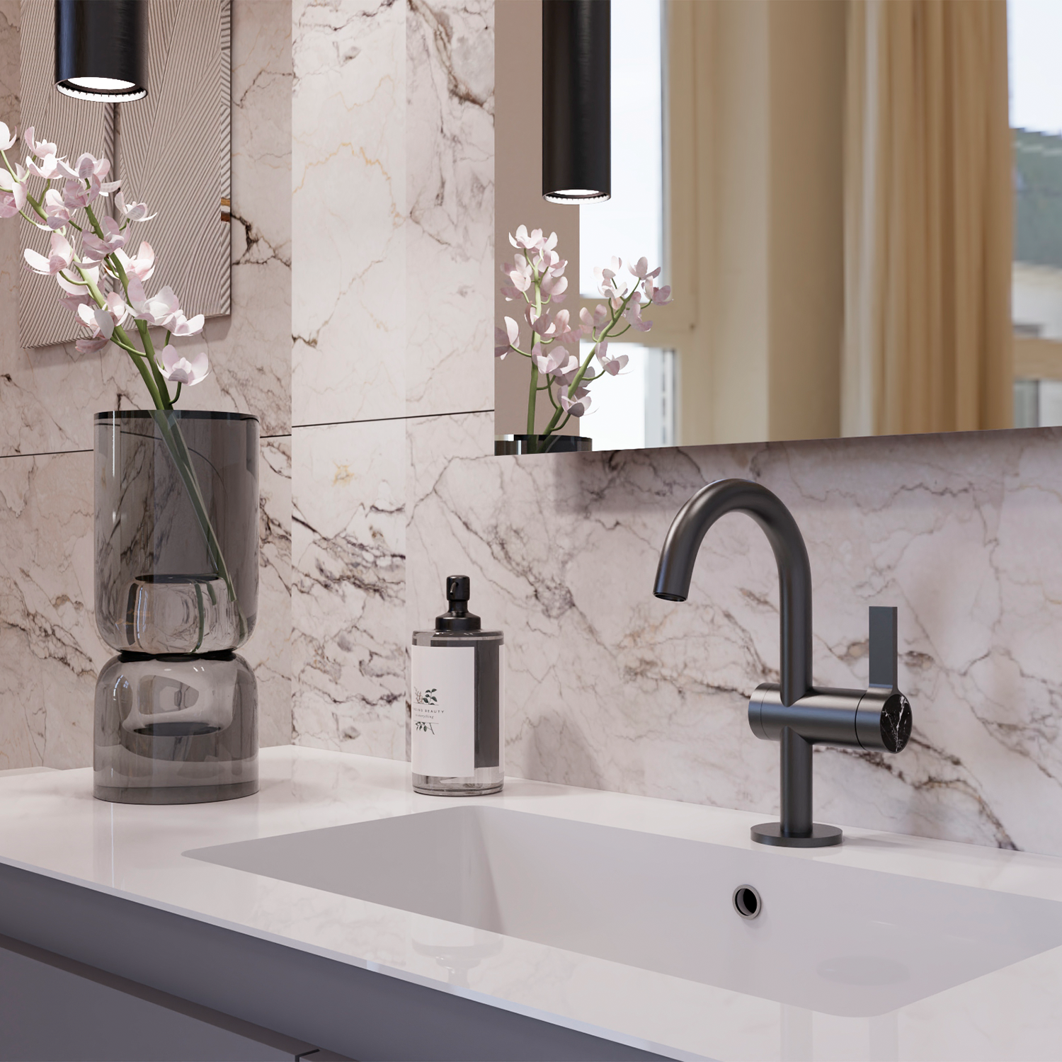 DAX Portofino Single Handle Bathroom Faucet - Gun Metal Finish (DAX-4341A-GM)