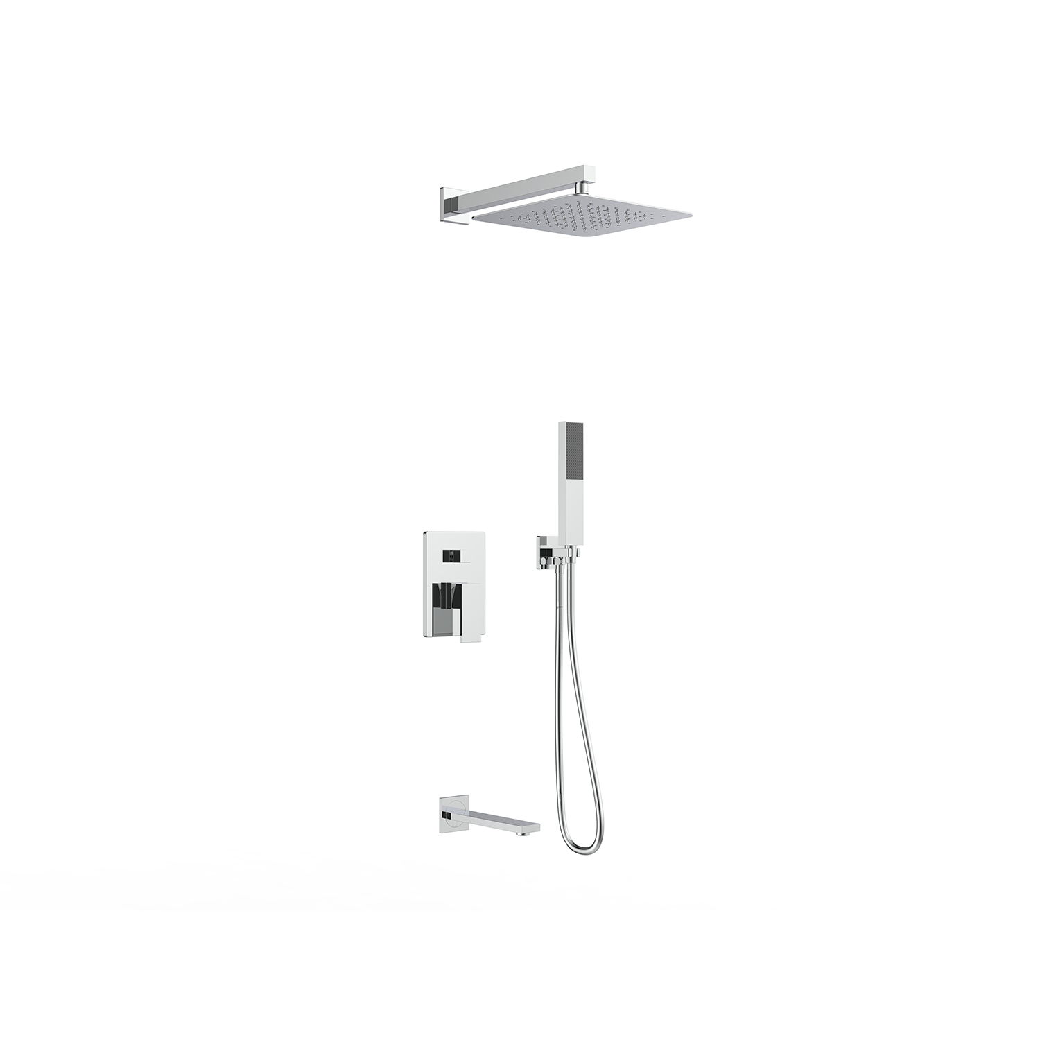 DAX Square 3 Way Shower System with Hand Shower Chrome Finish (DAX-6563A)
