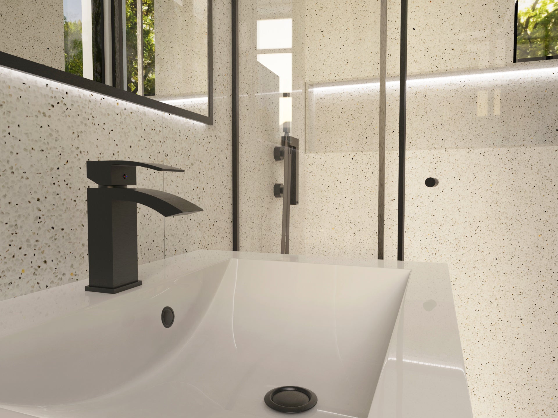 DAX Single Handle Waterfall Bathroom Faucet, Brass Body,  4-7/8 x 7 Inches (DAX-6690A)