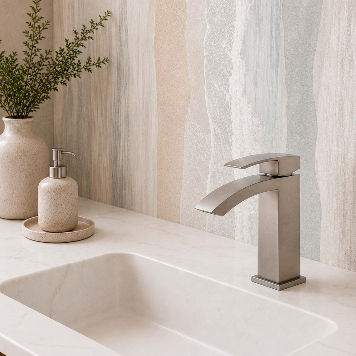 DAX Single Handle Waterfall Bathroom Faucet, Brass Body,  4-7/8 x 7 Inches (DAX-6690A)