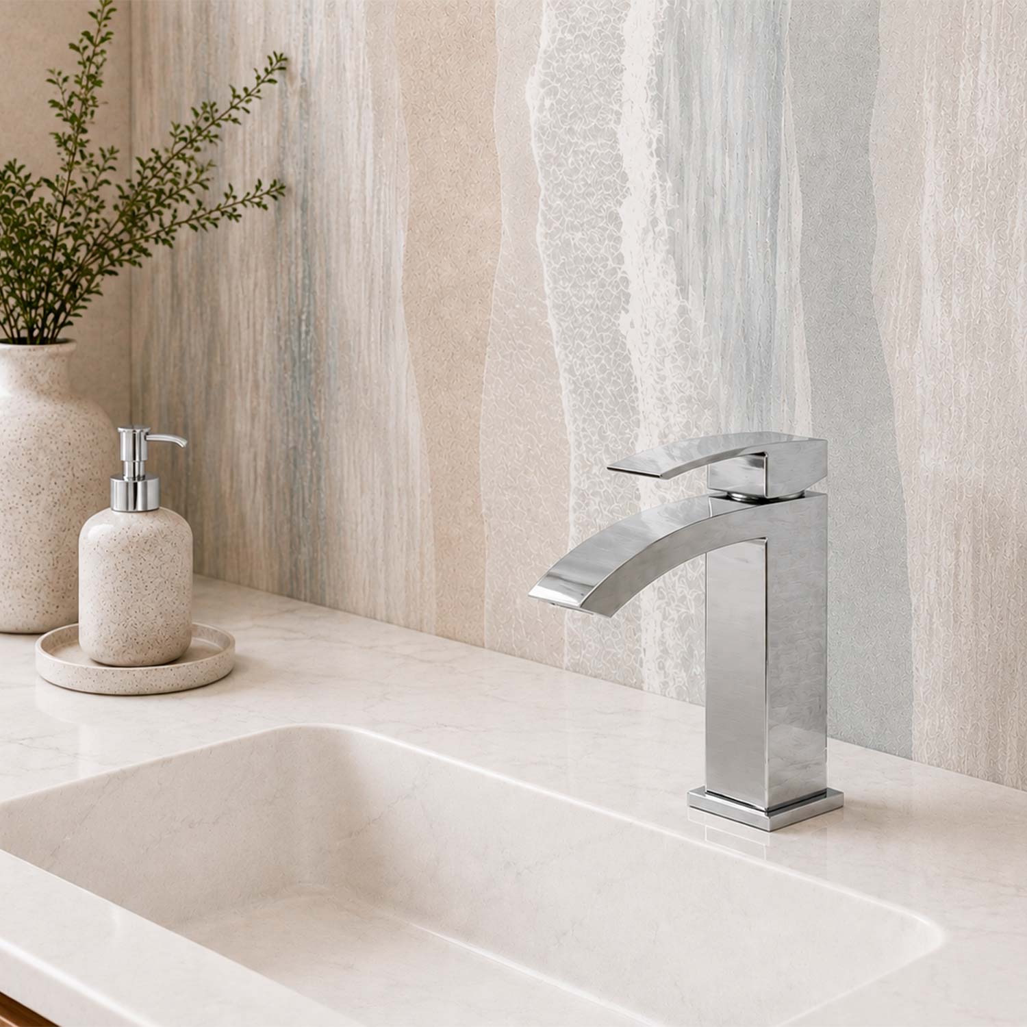 DAX Single Handle Waterfall Bathroom Faucet, Brass Body,  4-7/8 x 7 Inches (DAX-6690A)