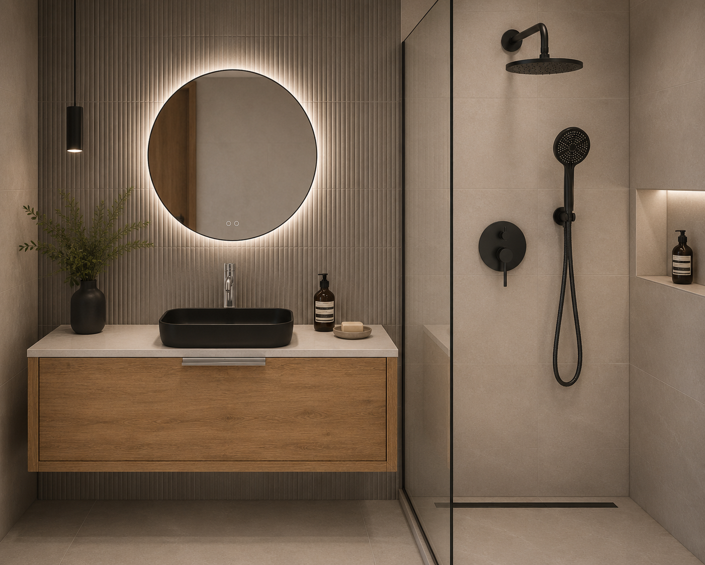 DAX Salerno Round Shower System with Hand Shower
