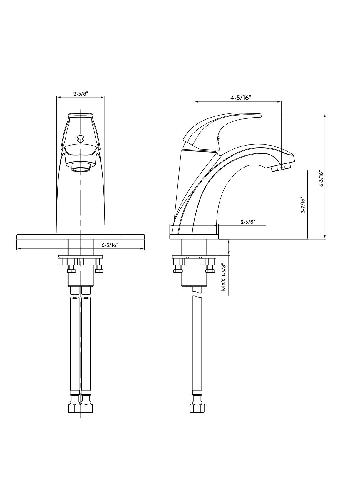 DAX Single Handle Bathroom Faucet with 6" Deck Plate (DAX-8104-BN)