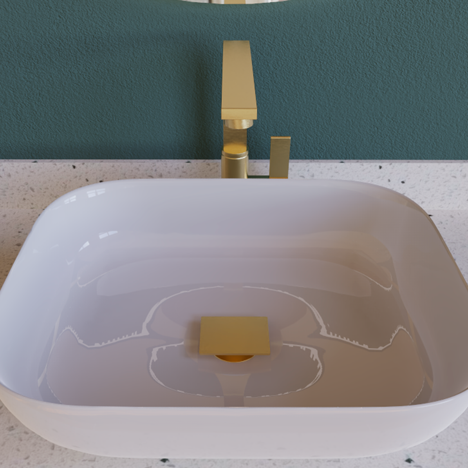 DAX Square Vanity Sink Pop up Drain, Brass Body, 8-7/8 x 2-5/8 Inches (DAX-82013)