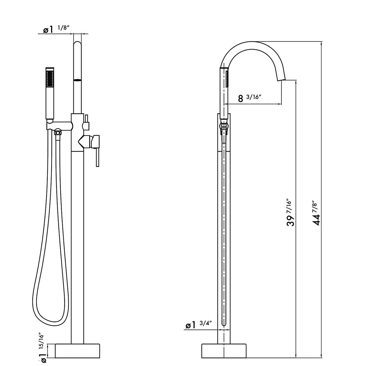 DAX Salerno Freestanding Bathtub Filler (DAX-8285-BG)