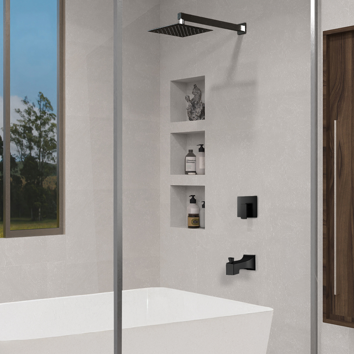Square shower system with hand shower - Roma Collection