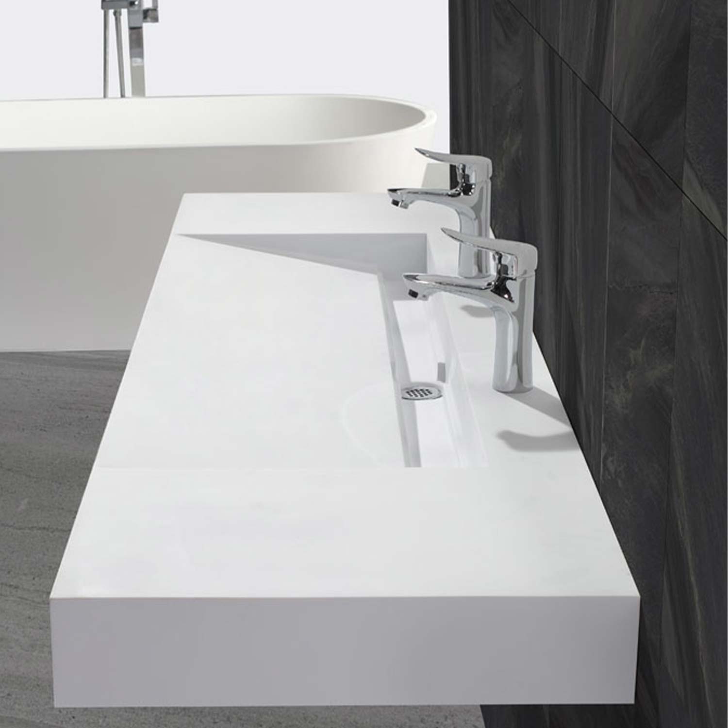 This is a modern Solid Surface rectangle top mount bathroom sink. It is white matte finish. Order now at www.daxib.com