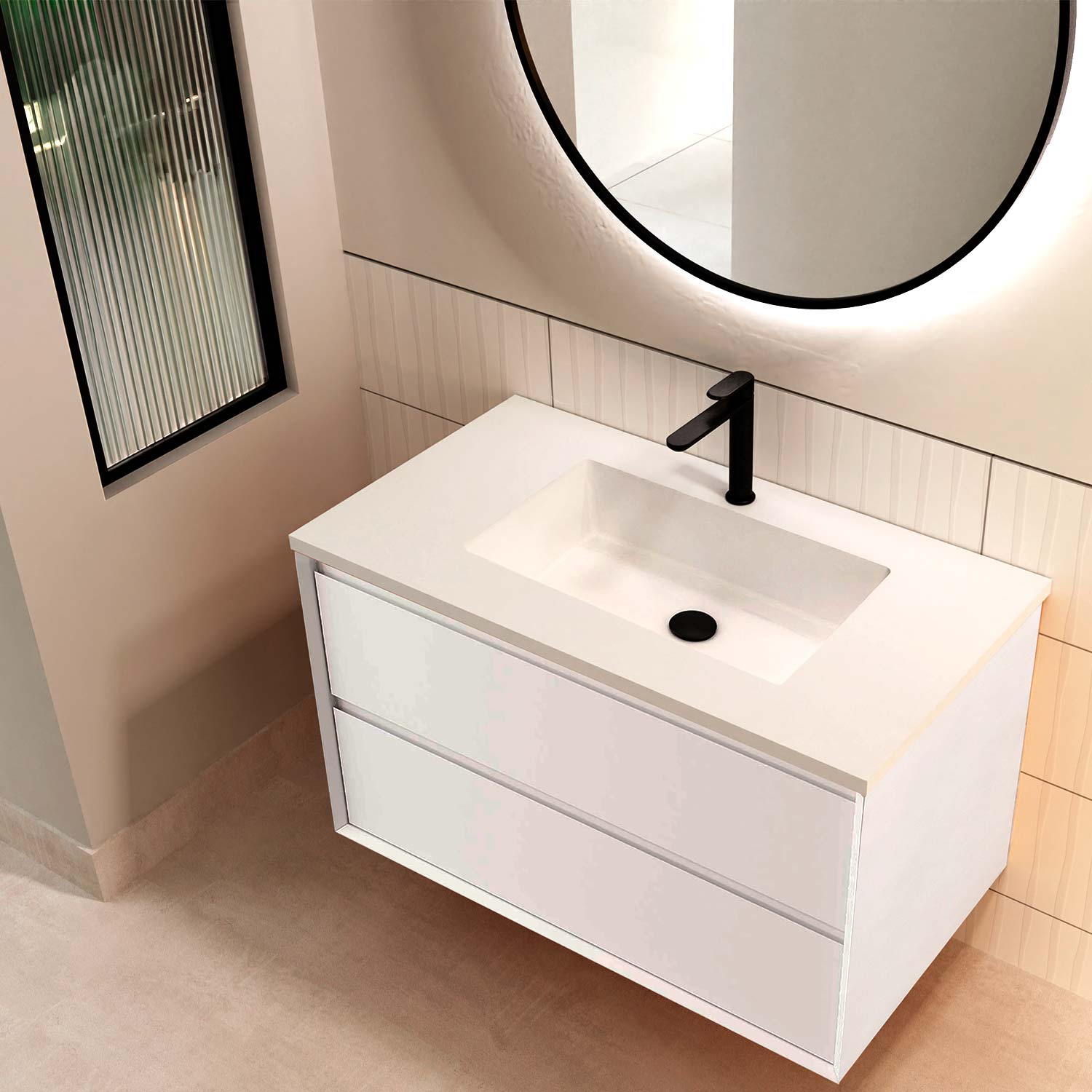 WHITE BATHROOM CABINET WITH BASIN INCLUDED