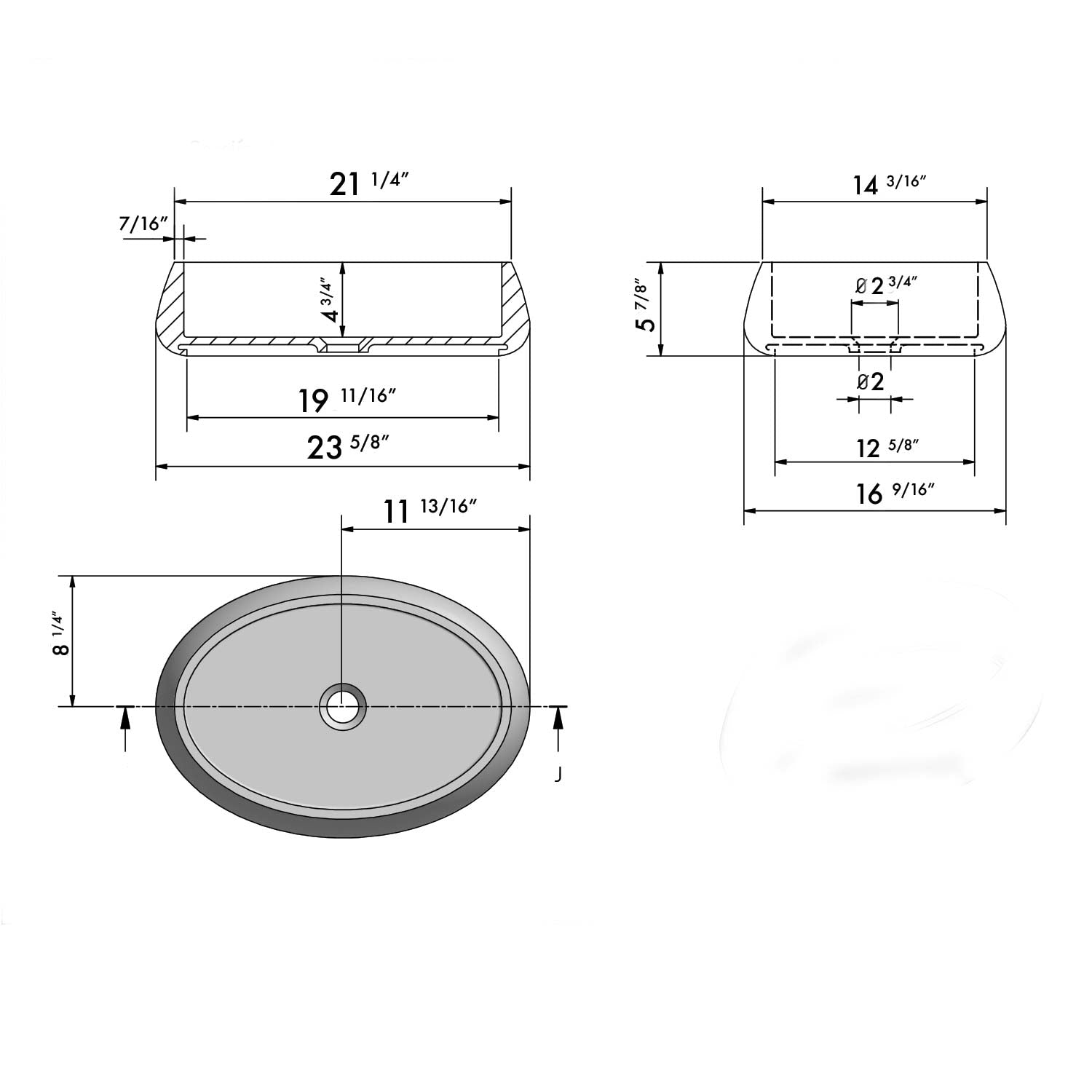 DAX ELIPSE collection matte finish vessel sink