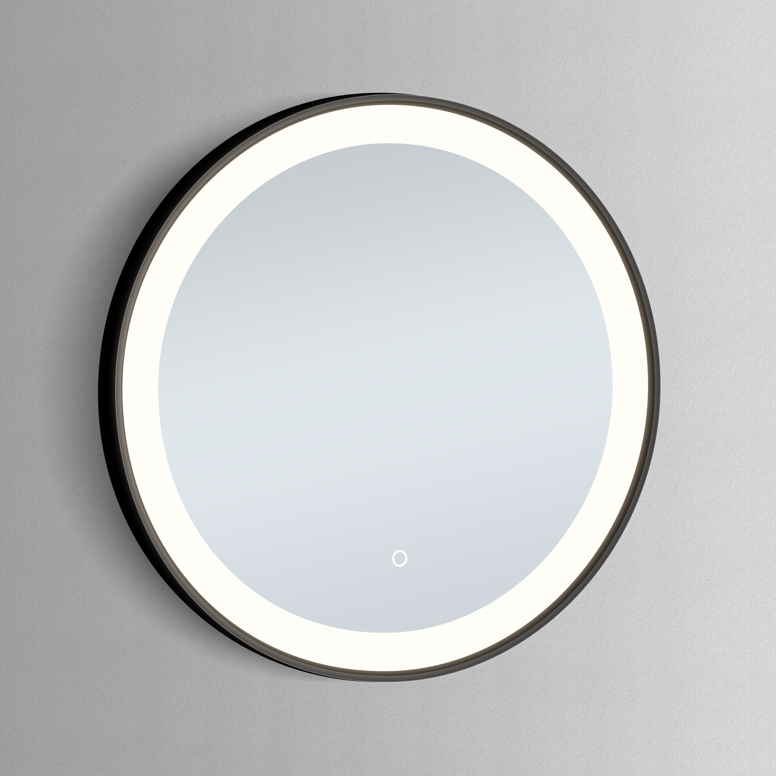 DAX Furore Round Bathroom LED Mirror Black Frame with Defogger