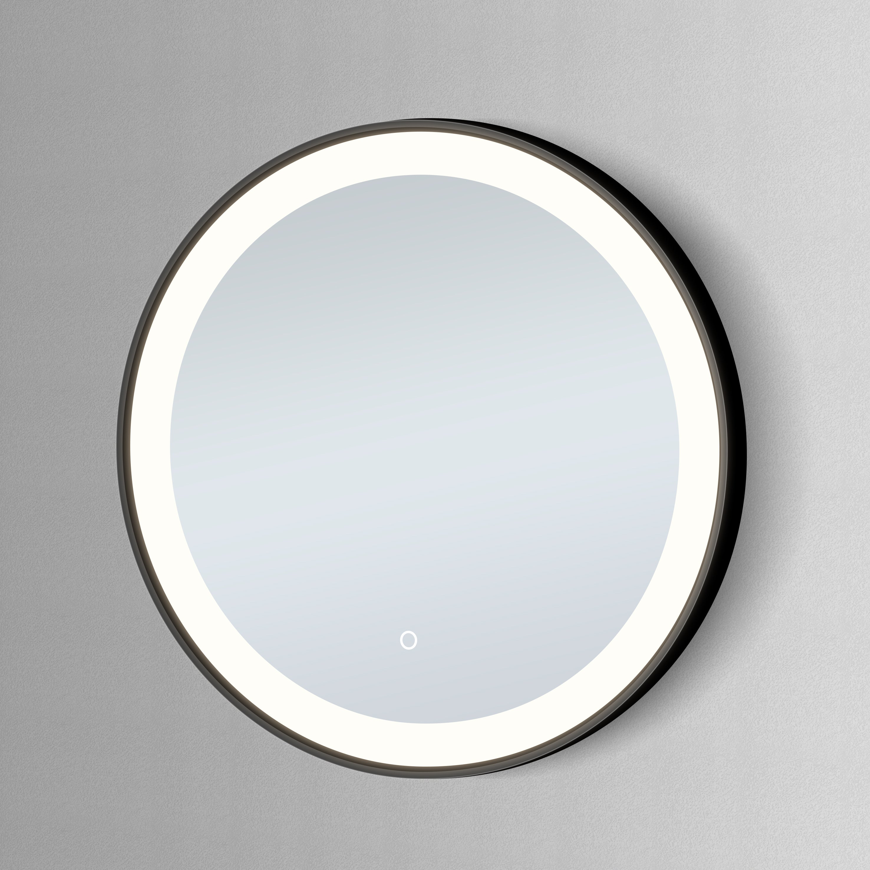 DAX Furore Round Bathroom LED Mirror Black Frame with Defogger